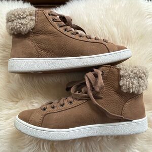 NWOB UGG Tan High-Top Sneakers with Plush Lining